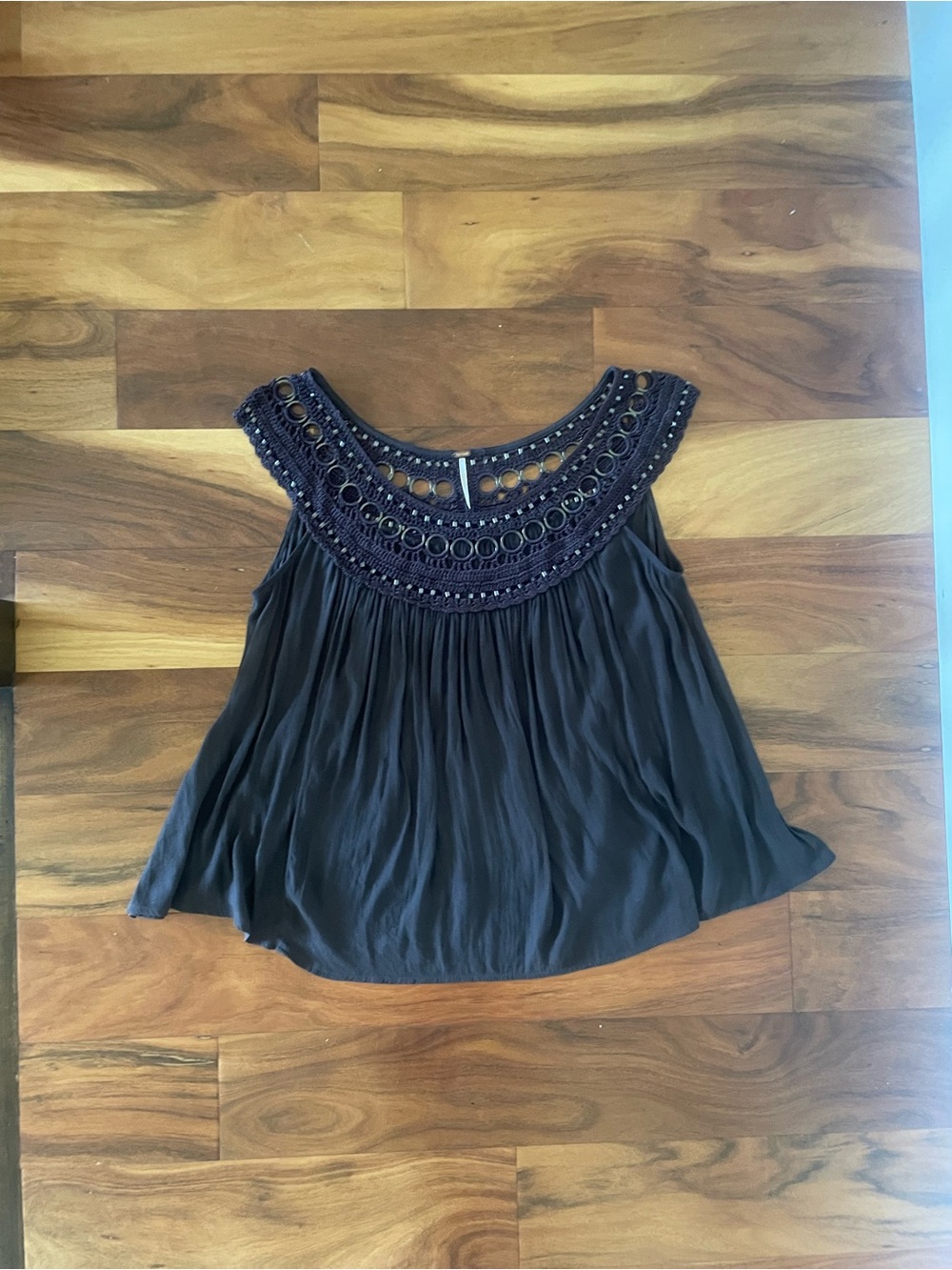 Free People Medium Black Crochet Sleeveless Camisole